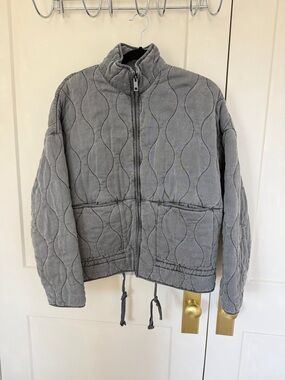 Zara Gray Quilted Zip Jacket